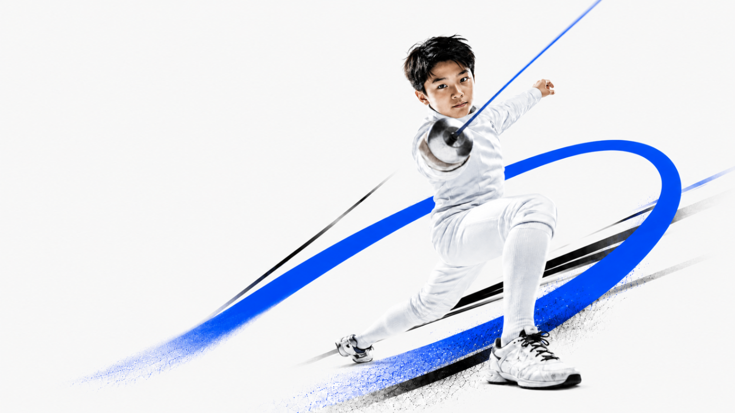 Youth fencer in action at SFE Summer Academy